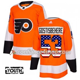 Adidas Maillot de Hockey Philadelphia Flyers Shayne Gostisbehere 53 2017-2018 Orange USA Flag Fashion Authentic - Enfant